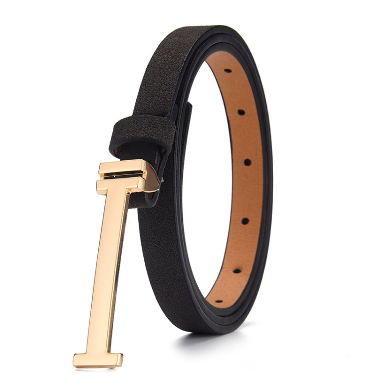 90cm Women Adjustable Leather Decorative Belt Casual Jeans Gold Buckle Thin Belt