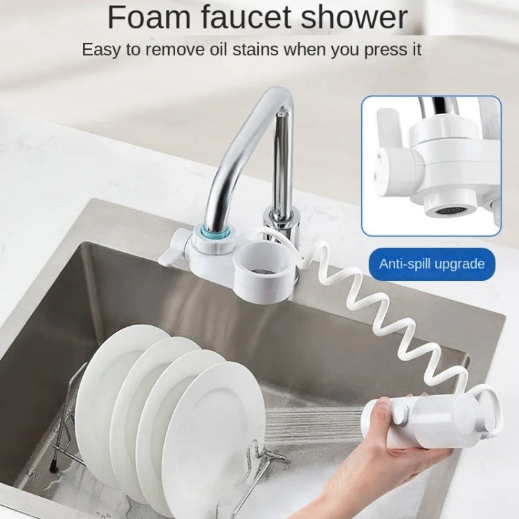 Kitchen Foam Pumping Flushing Water Faucet Extender - White