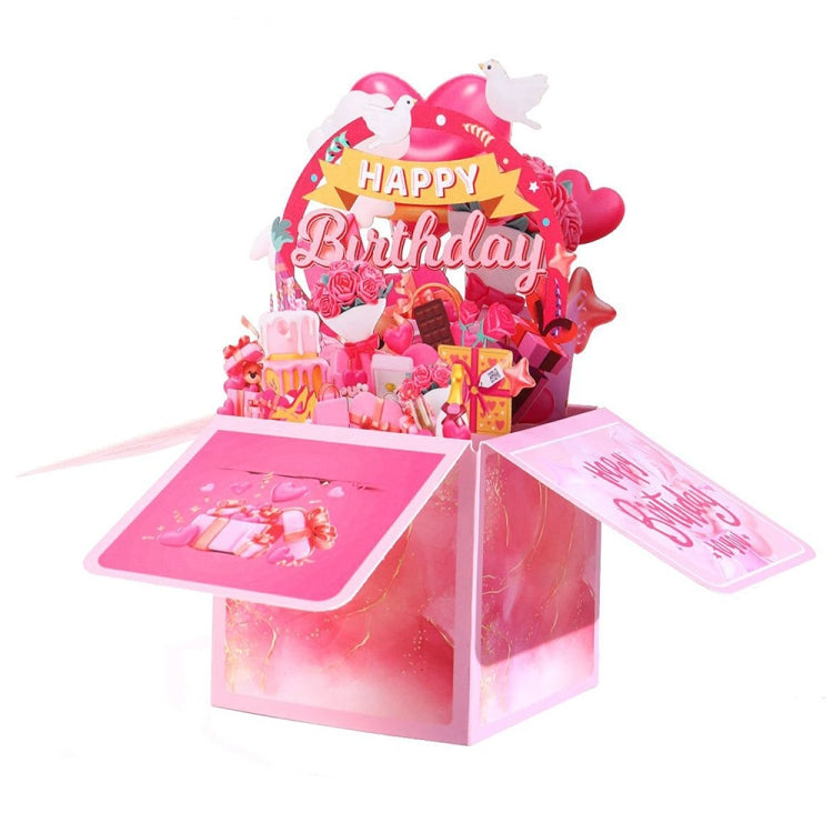 Colorful 3D Three-dimensional Handmade Hollow Paper Carving Birthday Card
