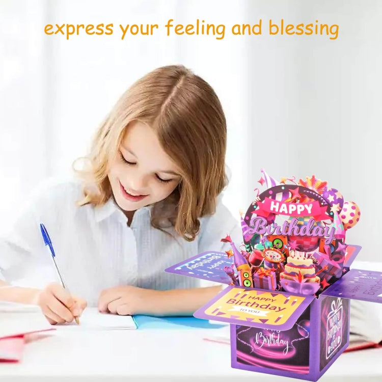 Colorful 3D Three-dimensional Handmade Hollow Paper Carving Birthday Card