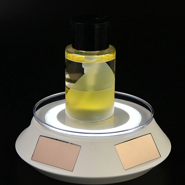14cm  Solar Energy Spinning Display Stand with LED Light for Jewelry Crystal Product Display, Style: Black Transparent