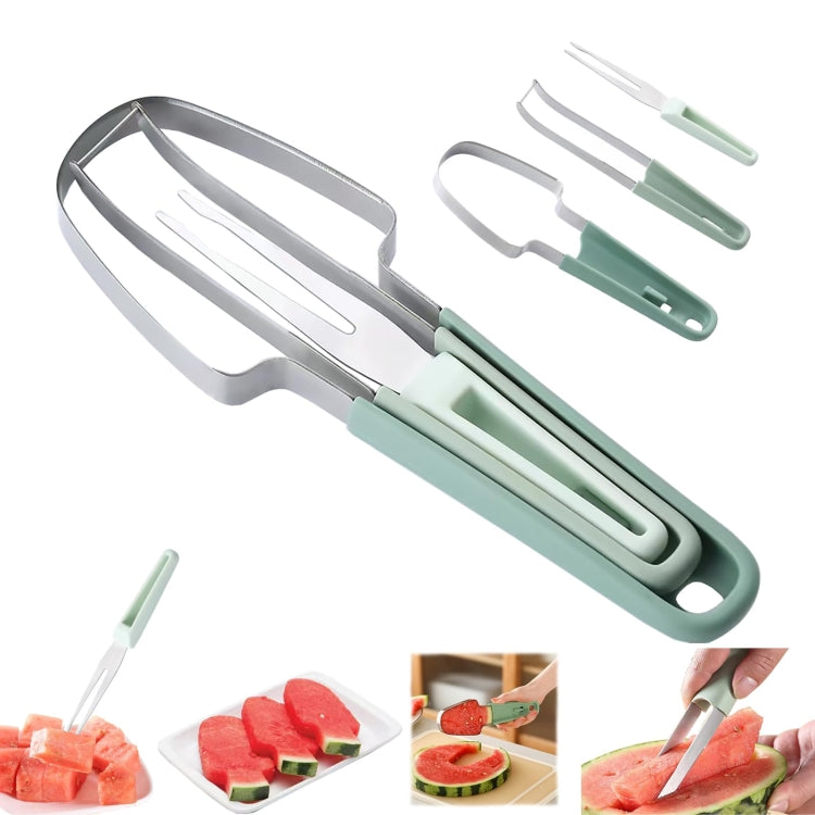 3-in-1 Watermelon Tools Stainless Steel Watermelon Popsicle Cutter Fruit Slicer Peeler Knife Fork