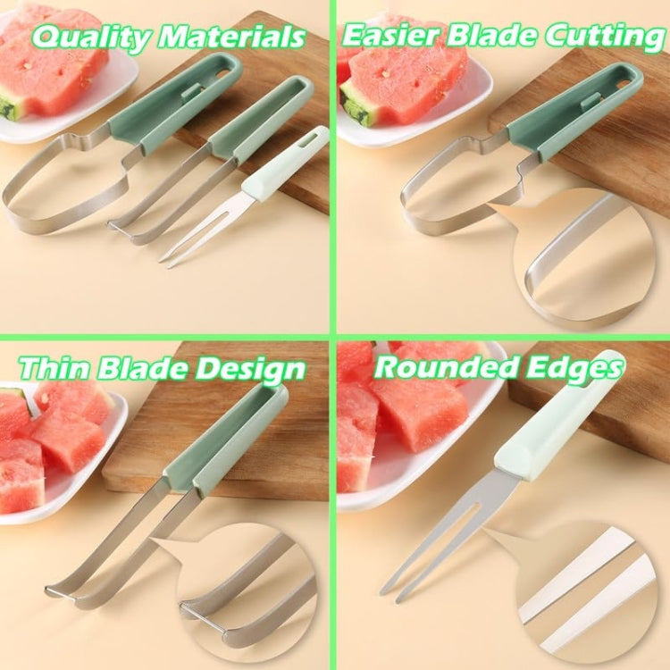 3-in-1 Watermelon Tools Stainless Steel Watermelon Popsicle Cutter Fruit Slicer Peeler Knife Fork