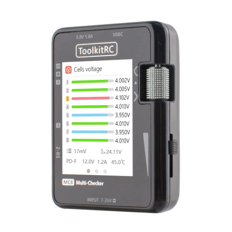 ToolkitRC MC8 Multifunctional Electrical Display Power Detection Signal PD Charger - Black