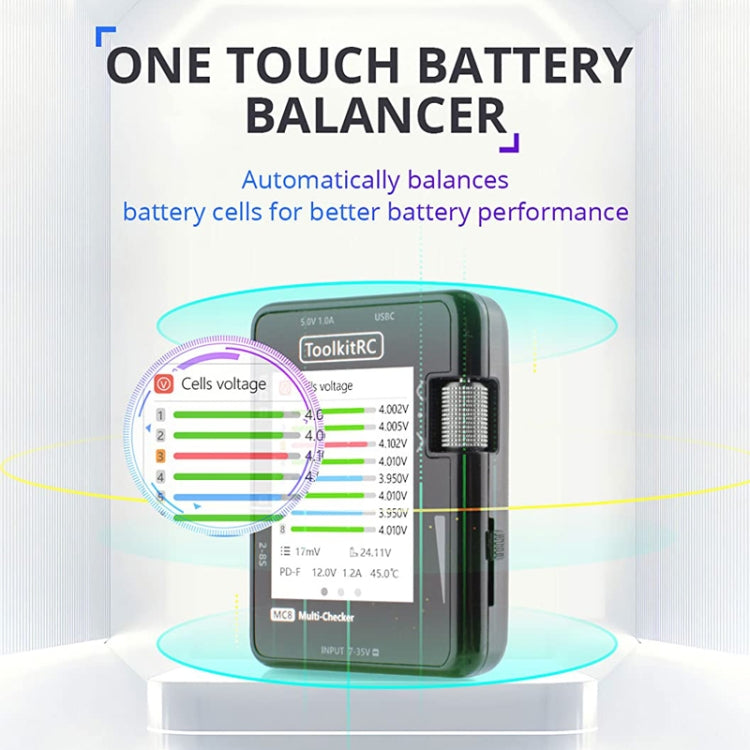 ToolkitRC MC8 Multifunctional Electrical Display Power Detection Signal PD Charger - Black