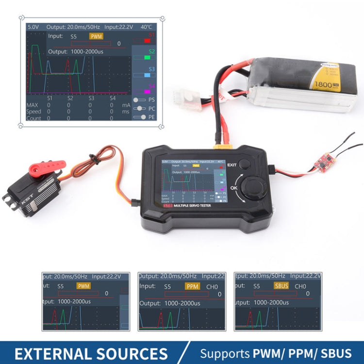 ToolkitRC ST8 Multi-Channel Servo Tester Signal Test Current Collector - Black