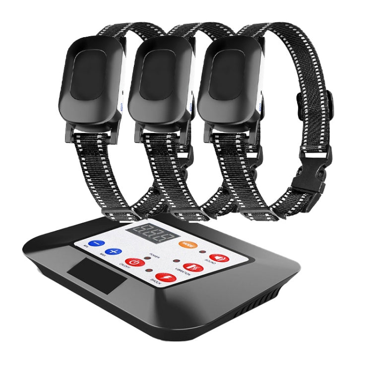 1 Drag 3 Pet Electronic Fence Wireless Dog Trainer Smart Electric Shock Dog Collar - Black