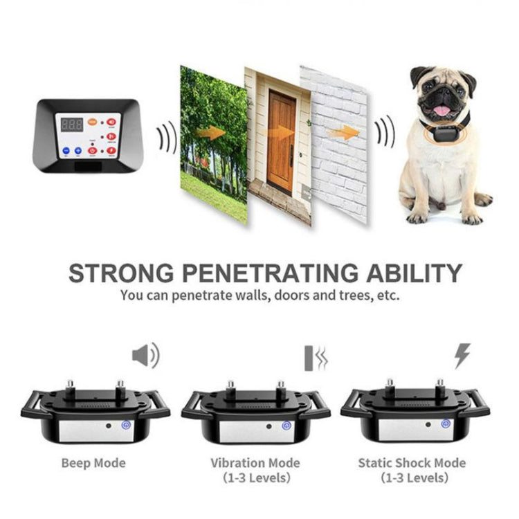 1 Drag 3 Pet Electronic Fence Wireless Dog Trainer Smart Electric Shock Dog Collar - Black