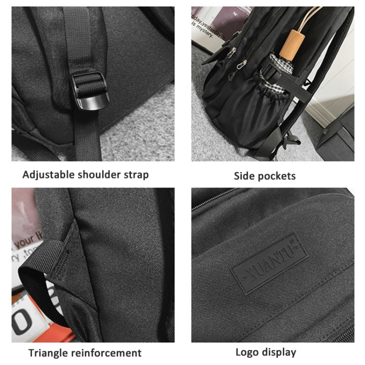 Oxford Cloth Simple Travel Backpack Solid Color Junior High School Students School Bag 45x31x18cm
