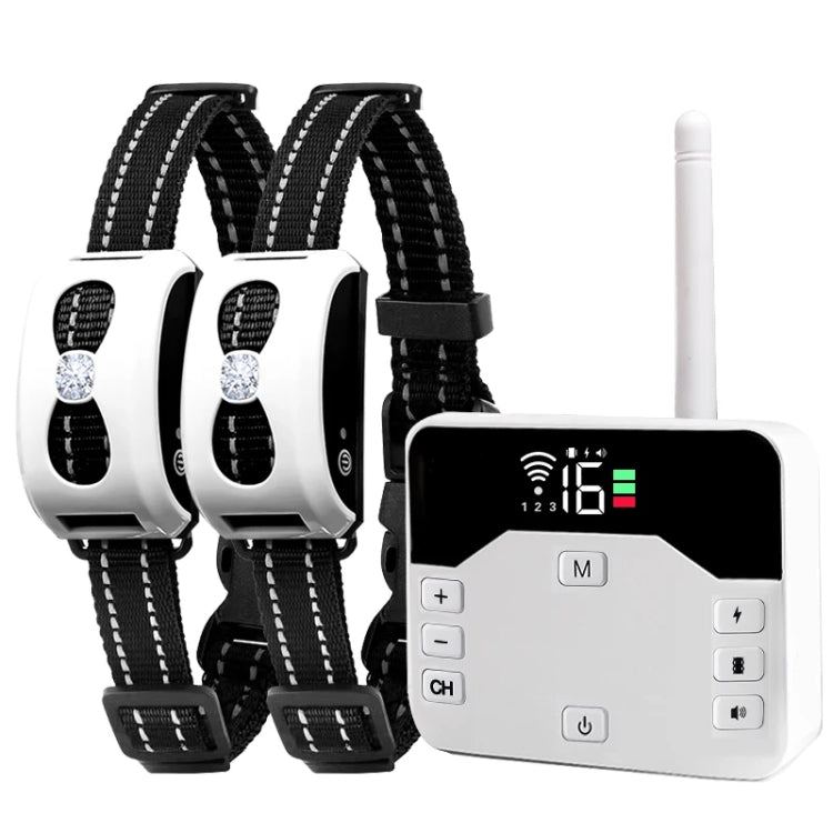 1 Drag 2 Pet Electronic Fence Wireless Stop Barker Outdoor Dog Collar Remote Control Dog Trainer