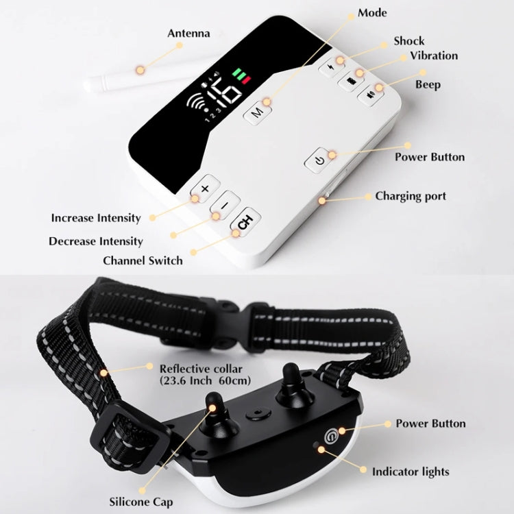 1 Drag 3 Pet Electronic Fence Wireless Stop Barker Outdoor Dog Collar Remote Control Dog Trainer