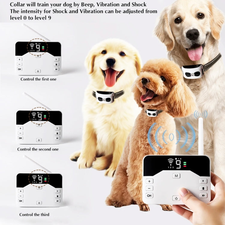 1 Drag 3 Pet Electronic Fence Wireless Stop Barker Outdoor Dog Collar Remote Control Dog Trainer