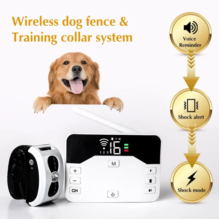 1 Drag 2 Pet Electronic Fence Wireless Stop Barker Outdoor Dog Collar Remote Control Dog Trainer
