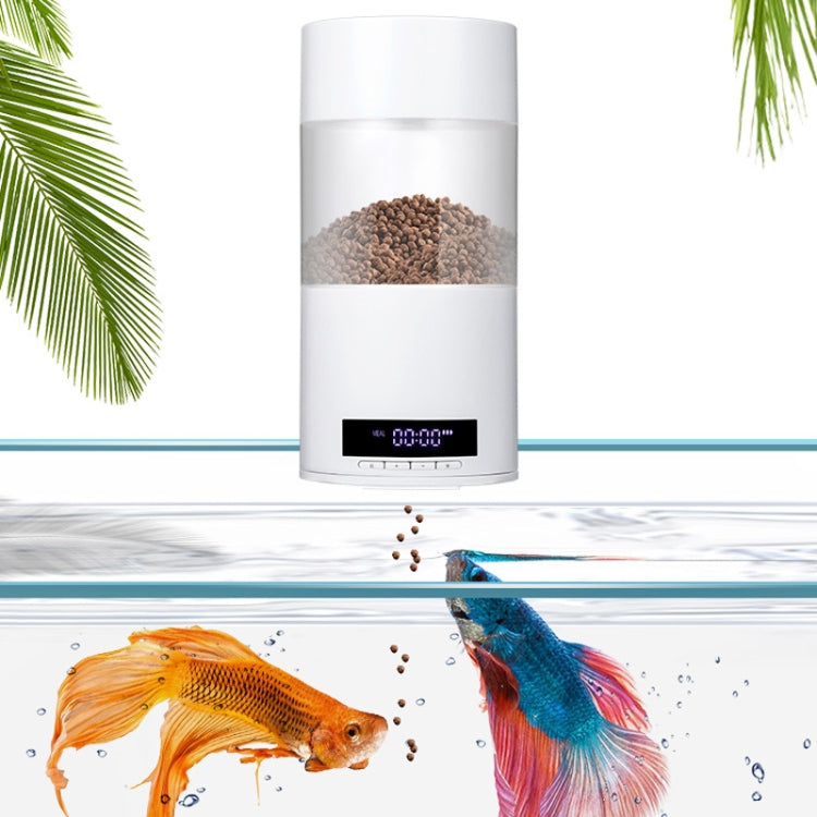 USB Direct Plug / Battery Dual-Use Automatic Fish Feeder Timing Dosing Feeder - White