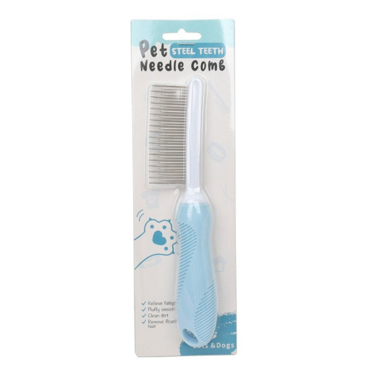 Pet Cats Grooming Needle Comb Dogs De-Floating Hair Cleaning Comb, Style: Long And Short Teeth  - Blue