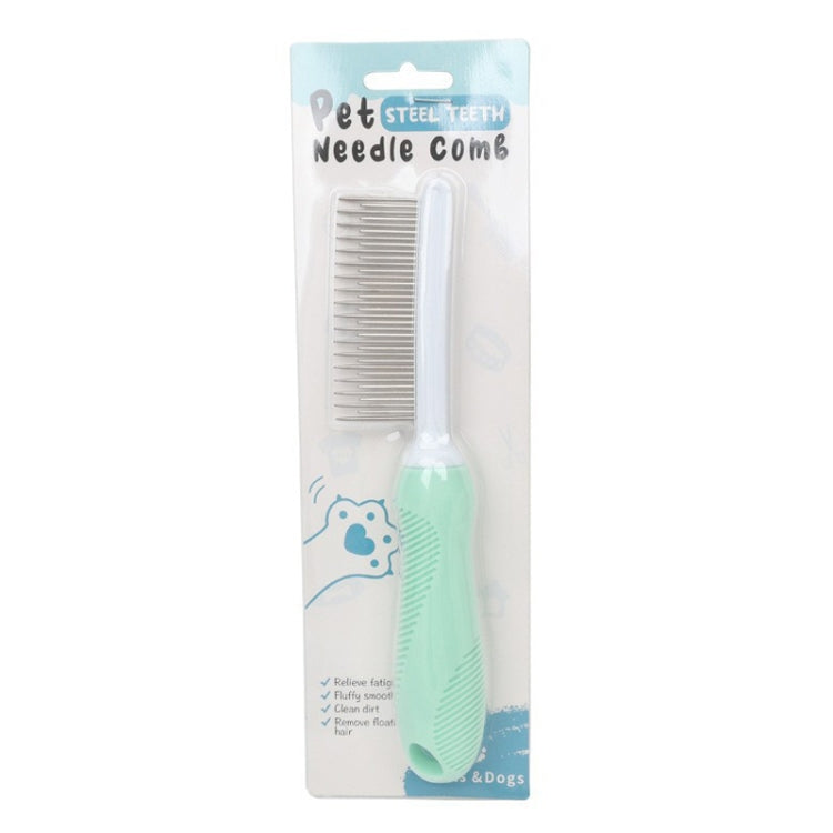 Pet Cats Grooming Needle Comb Dogs De-Floating Hair Cleaning Comb, Style: Long And Short Teeth  - Green