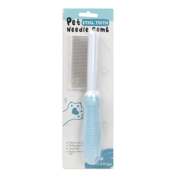 Pet Cats Grooming Needle Comb Dogs De-Floating Hair Cleaning Comb, Style: Thin Teeth  - Blue