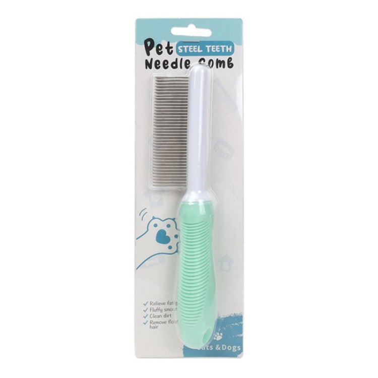 Pet Cats Grooming Needle Comb Dogs De-Floating Hair Cleaning Comb, Style: Thin Teeth  - Green