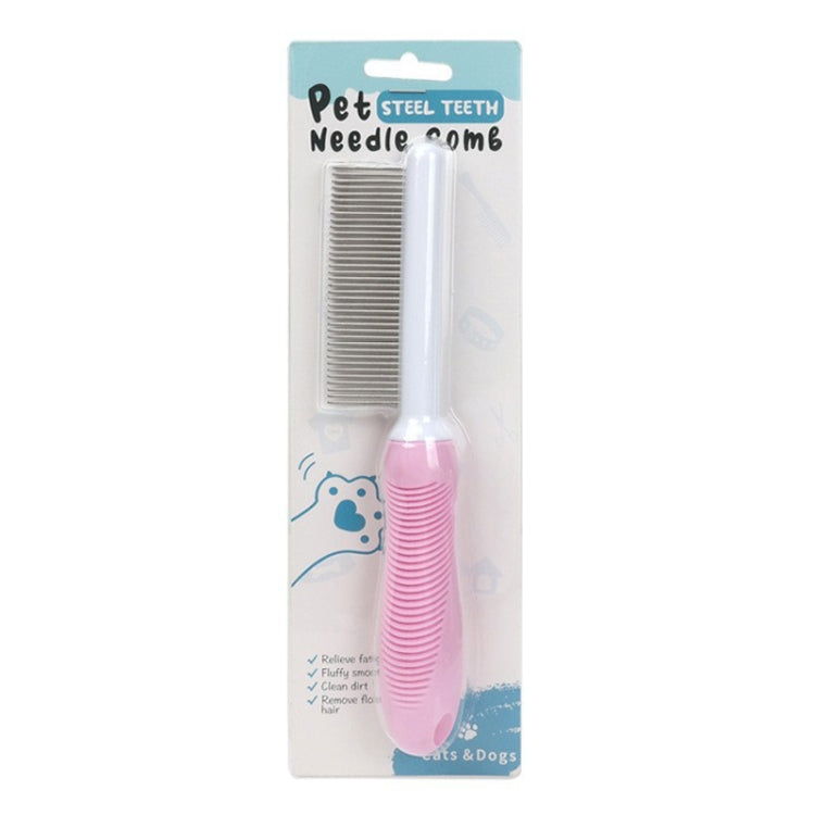 Pet Cats Grooming Needle Comb Dogs De-Floating Hair Cleaning Comb, Style: Thin Teeth  - Pink
