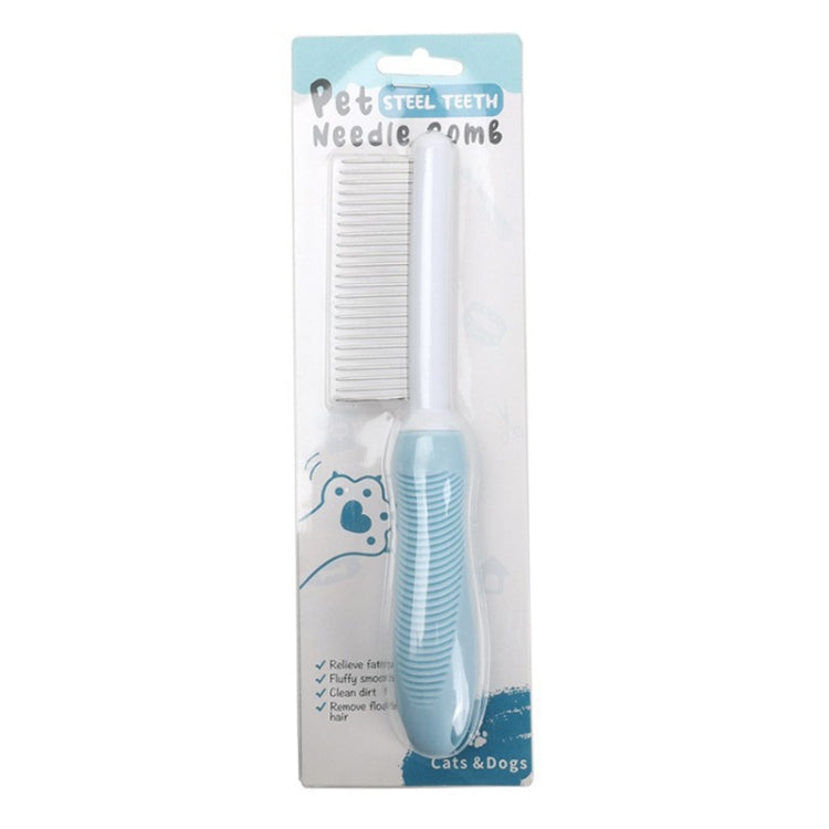 Pet Cats Grooming Needle Comb Dogs De-Floating Hair Cleaning Comb, Style: Sparse Teeth  - Blue
