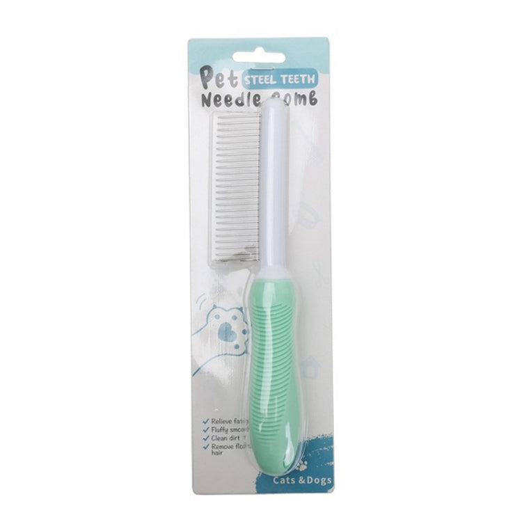 Pet Cats Grooming Needle Comb Dogs De-Floating Hair Cleaning Comb, Style: Sparse Teeth  - Green