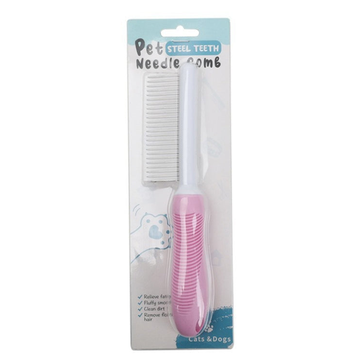 Pet Cats Grooming Needle Comb Dogs De-Floating Hair Cleaning Comb, Style: Sparse Teeth  - Pink