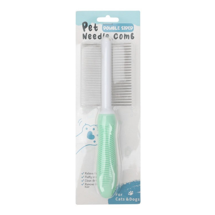 Pet Cats Grooming Needle Comb Dogs De-Floating Hair Cleaning Comb, Style: Two-side Teeth  - Green