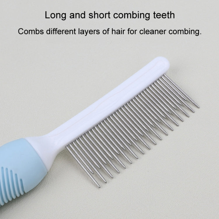 Pet Cats Grooming Needle Comb Dogs De-Floating Hair Cleaning Comb, Style: Thin Teeth  - Blue