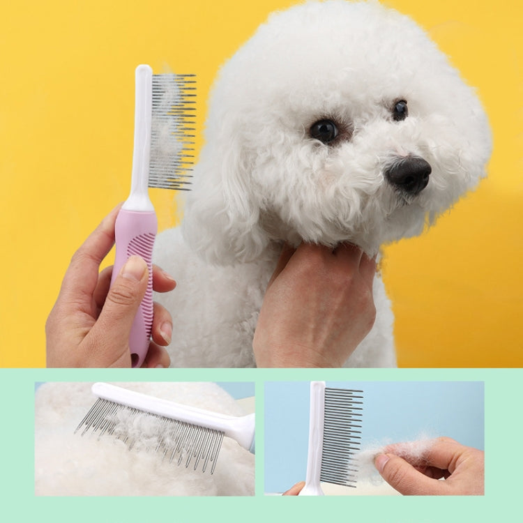 Pet Cats Grooming Needle Comb Dogs De-Floating Hair Cleaning Comb, Style: Sparse Teeth  - Green