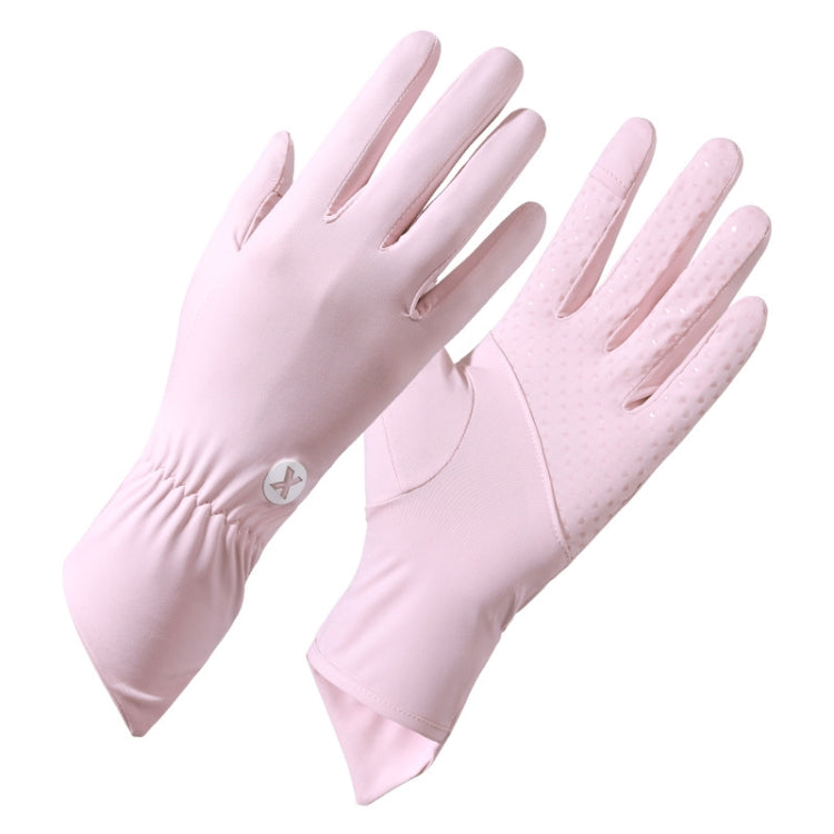 1pair Summer Thin Ice Silk Anti-Slip Sunscreen Sport Riding Finger Gloves, Size: One Size