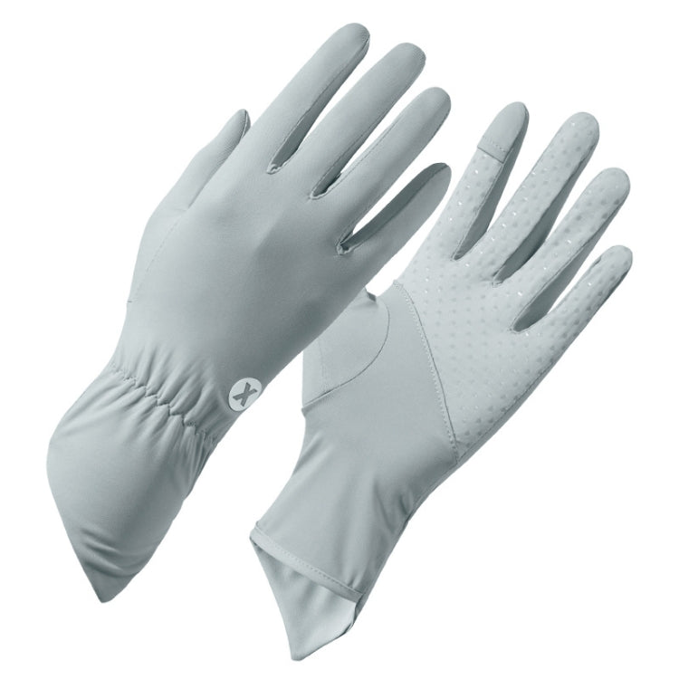 1pair Summer Thin Ice Silk Anti-Slip Sunscreen Sport Riding Finger Gloves, Size: One Size