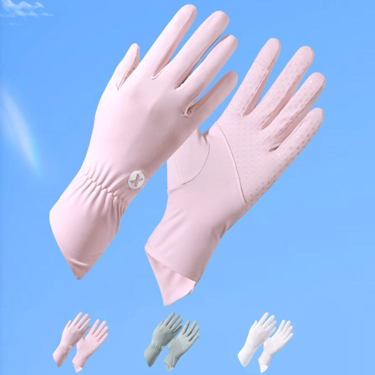 1pair Summer Thin Ice Silk Anti-Slip Sunscreen Sport Riding Finger Gloves, Size: One Size