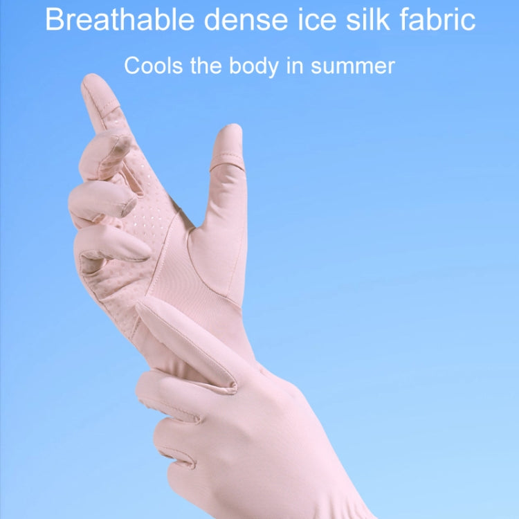 1pair Summer Thin Ice Silk Anti-Slip Sunscreen Sport Riding Finger Gloves, Size: One Size