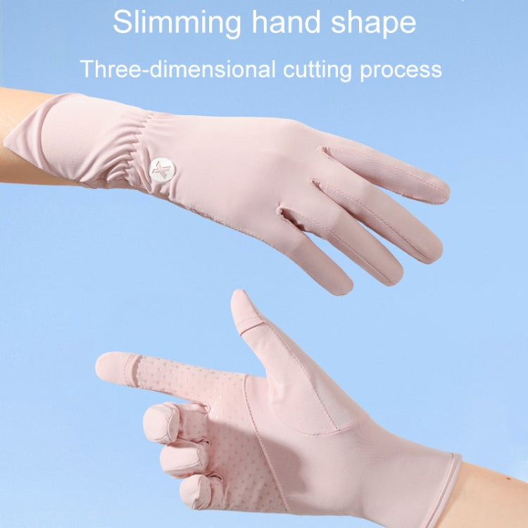 1pair Summer Thin Ice Silk Anti-Slip Sunscreen Sport Riding Finger Gloves, Size: One Size