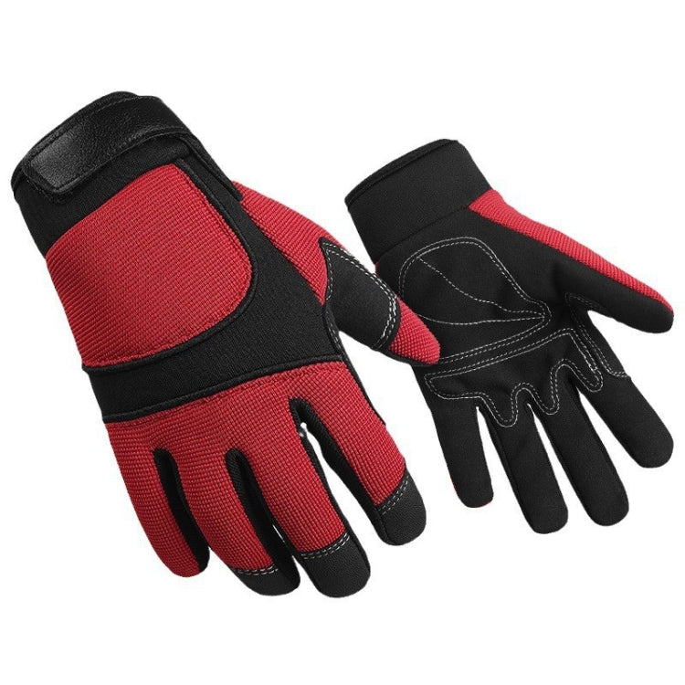1pair Children Full Finger Breathable Anti-Fall Riding Gloves Outdoor Bicycle Protective Gloves, Size: L - Red And Black