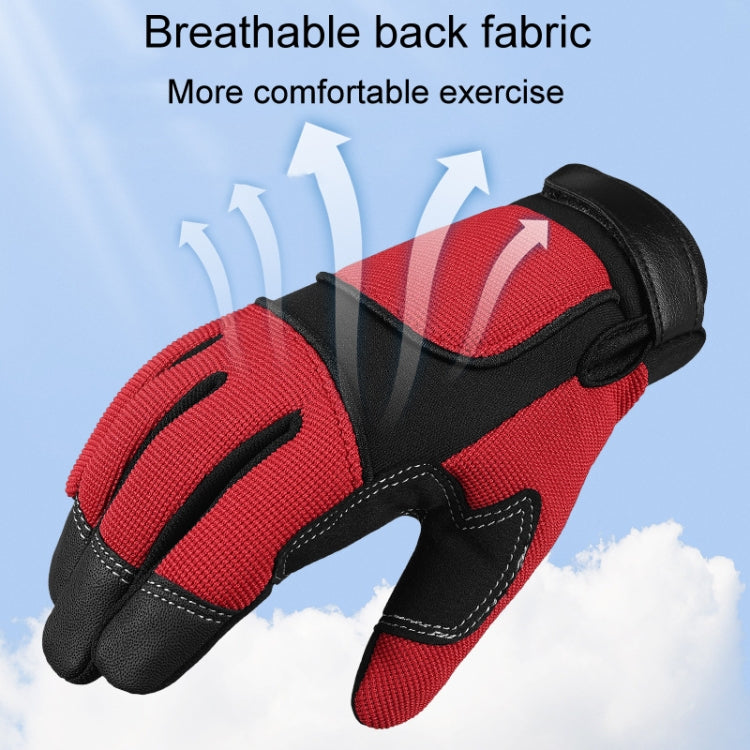 1pair Children Full Finger Breathable Anti-Fall Riding Gloves Outdoor Bicycle Protective Gloves, Size: S - Red And Black