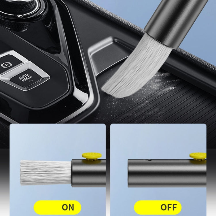 3-In-1 Car Air Outlet Double-Head Cleaning Brush Multi-Functional Detail Brush With Hammer - Grey