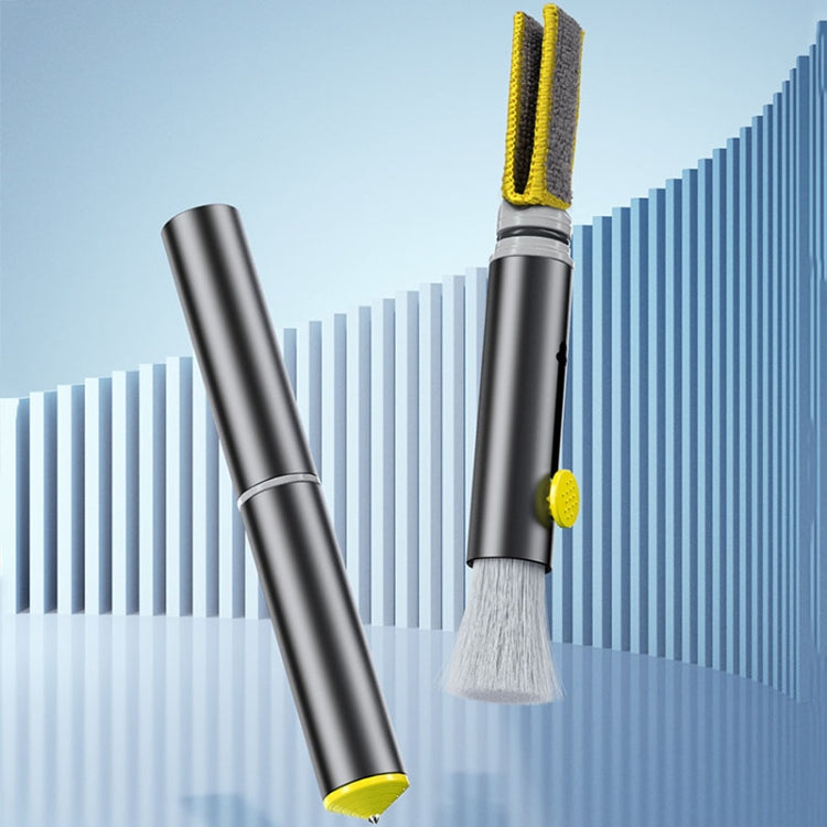 3-In-1 Car Air Outlet Double-Head Cleaning Brush Multi-Functional Detail Brush With Hammer - Grey