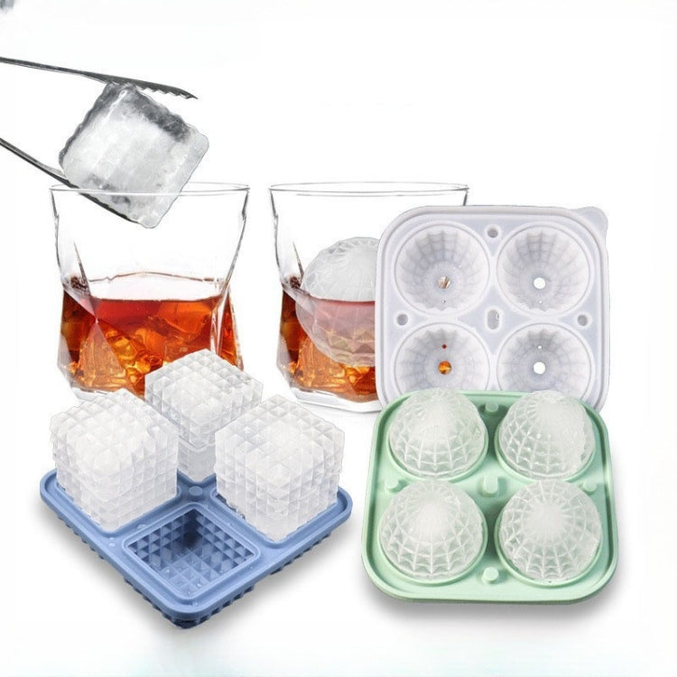 Bar Home Baking Silicone Ice Mold Whiskey Ice Box, Color: Dark Blue Round