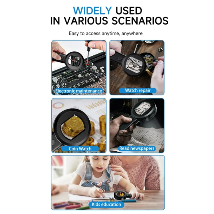 Digital Microscope Handheld High-Definition Electronic Magnifier - Black