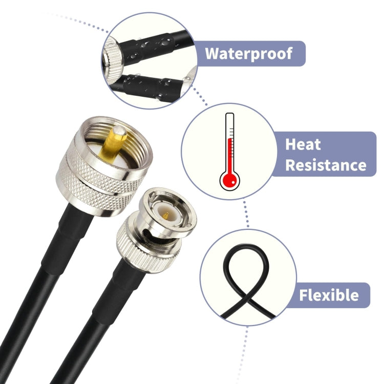 8m BNC Male To UHF Male RG58 Adapter Cable