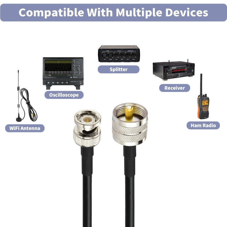 10m BNC Male To UHF Male RG58 Adapter Cable