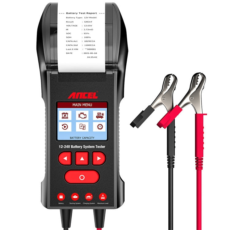 ANCEL 12V/24V Printer-Type Car Battery Tester Battery Power CCA Internal Resistance Life Detector - BST600