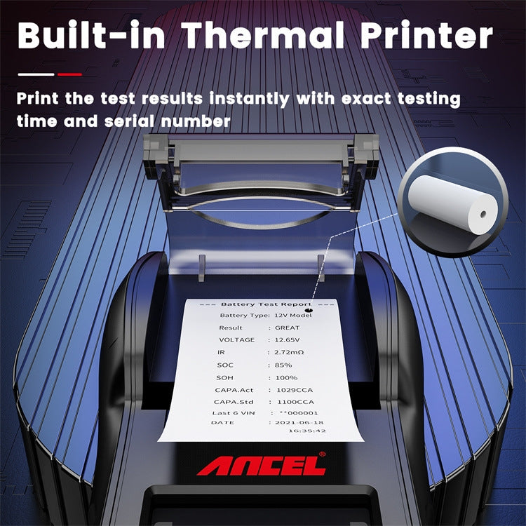 ANCEL 12V/24V Printer-Type Car Battery Tester Battery Power CCA Internal Resistance Life Detector - BST600