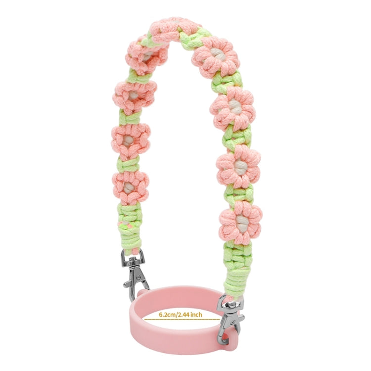 For 16-40oz Stanley Mug Lanyard Silicone Loop Boho Daisy Cute Flower Hand-Woven Mug Cover