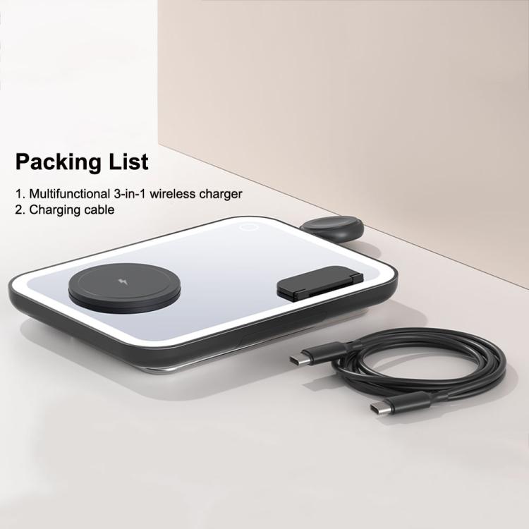 7.5W 3-in-1 MagSafe Magnetic Folding LED Makeup Mirror Night Light Wireless Charger