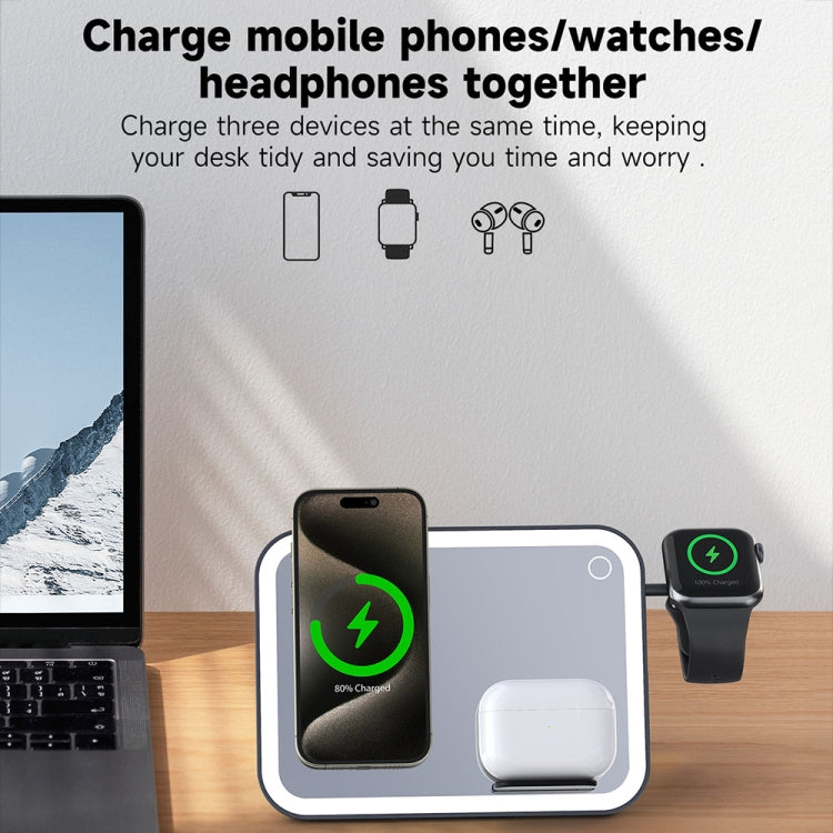 7.5W 3-in-1 MagSafe Magnetic Folding LED Makeup Mirror Night Light Wireless Charger