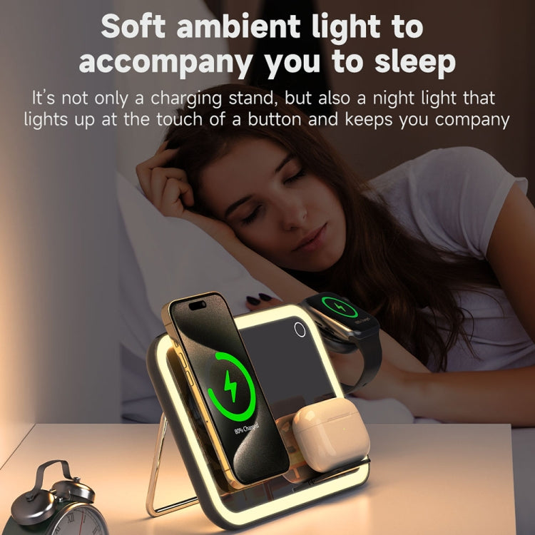 7.5W 3-in-1 MagSafe Magnetic Folding LED Makeup Mirror Night Light Wireless Charger