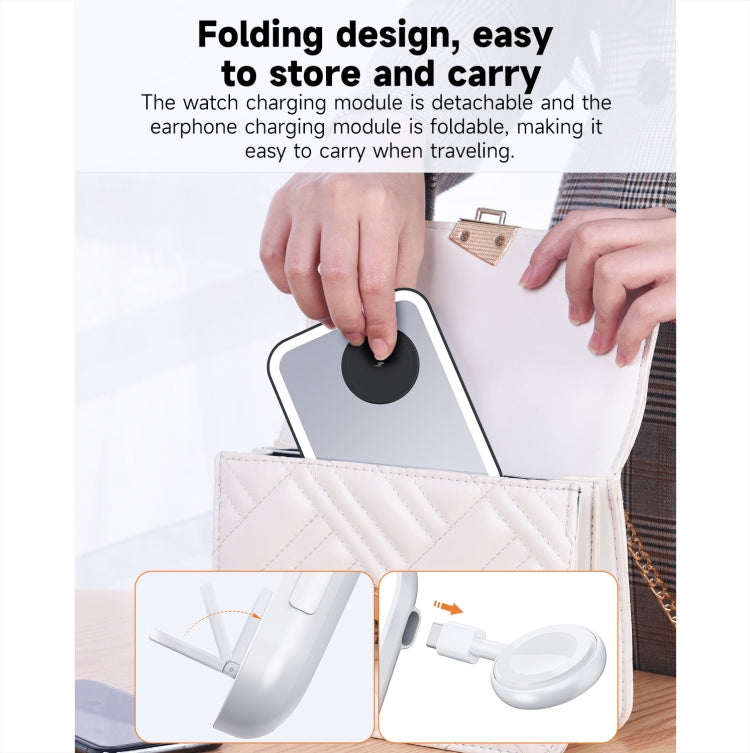 7.5W 3-in-1 MagSafe Magnetic Folding LED Makeup Mirror Night Light Wireless Charger