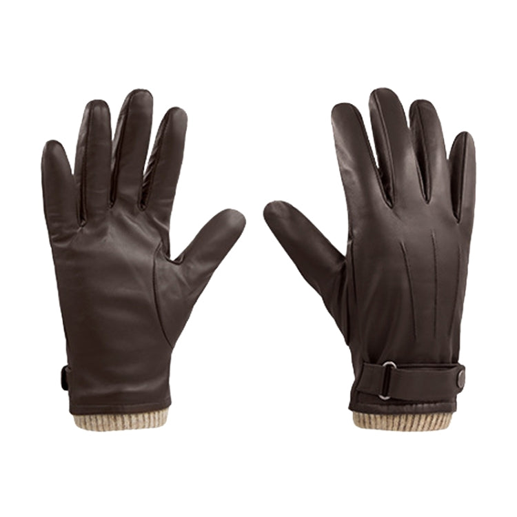 Autumn And Winter Padded Leather Gloves Business Simple Outdoor Sports Warm Gloves, Size: XL
